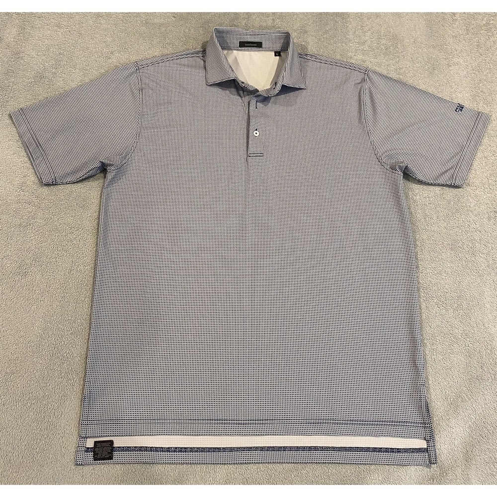 Turtleson Polo Shirt Large Blue Geometric Pattern Short Sleeve Golf Check L